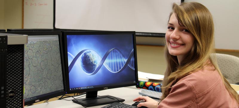 Photo of student working on a computer