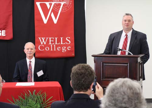 Cayuga President Brian Durant speaks in regards to the Well College scholarship agreement