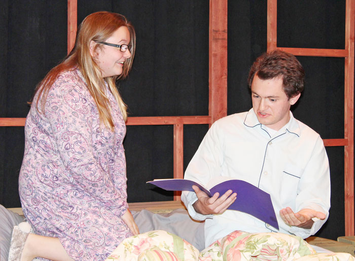 Cayuga Community College students Autumn Brewer and Thomas Norris discover a script that predicts their daily conversations, illustrating how boring their lives are, in Scripted.