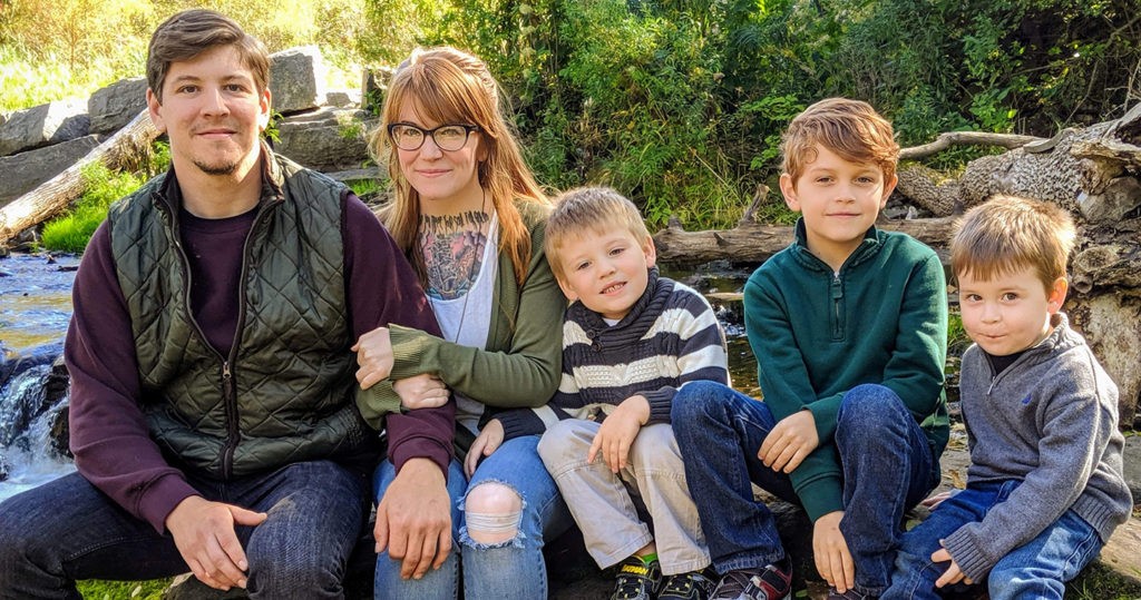 Cayuga student Deann Merritt, pictured with her family, is interning with the Museum of Motherhood, and is writing a blog to help mothers that combines research and her own experiences. Photo courtesy of Joyce Pelkey.