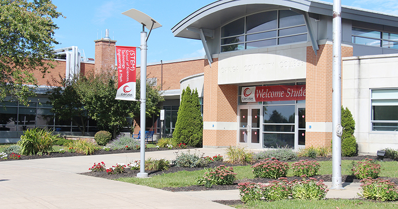 Photo of the enterance to Cayuga Community College campus in Auburn