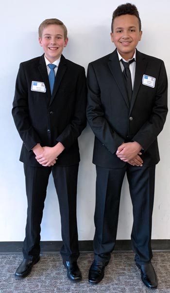 Alexander Church, left, and Johntae Smith, right, co-founded EZ-Carries in Cayuga Community College's Young Entrepreneurs Academy. They will compete Saturday, October 17, in the Saunders Scholars National Conference and Competition.