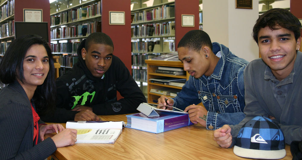 Students working in the Library